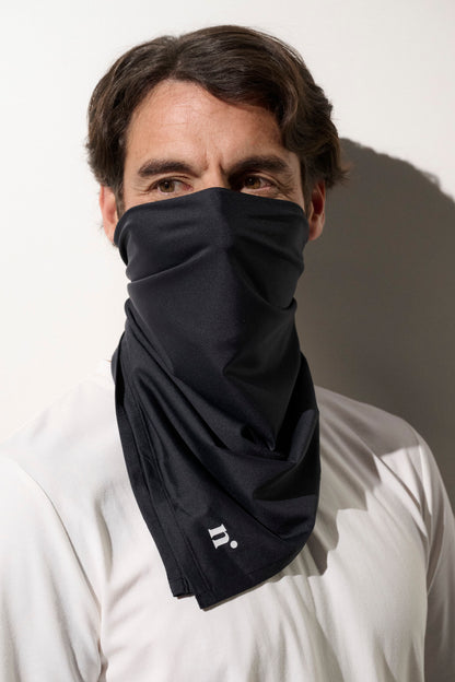 Bandana anti-UV noir pour homme, protection solaire UPF 50+, idéal pour les activités de plein air et le sport.