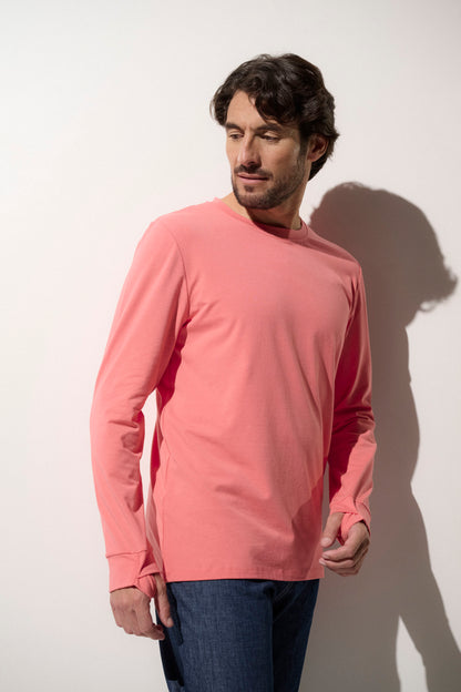 T-shirt anti-UV rose pour homme, léger et confortable, UPF 50+, idéal pour les activités extérieures.