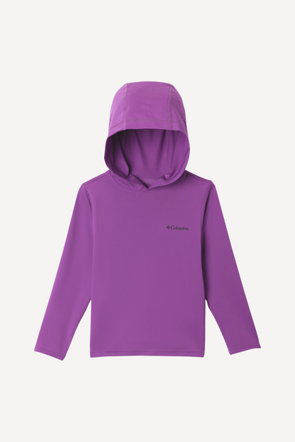 Sweat-shirt anti-UV pour enfant en violet, léger et UPF50+, idéal pour jouer au soleil.