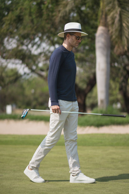 T-shirt anti-UV à manches longues pour homme, UPF 50+, idéal pour jouer au golf au soleil.