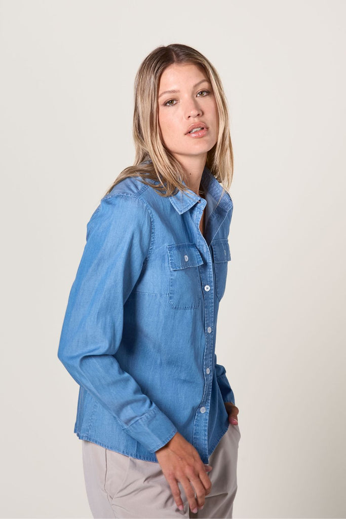 Chemise anti-UV femme Lite - Denim Clair - Nuvées - KER SUN