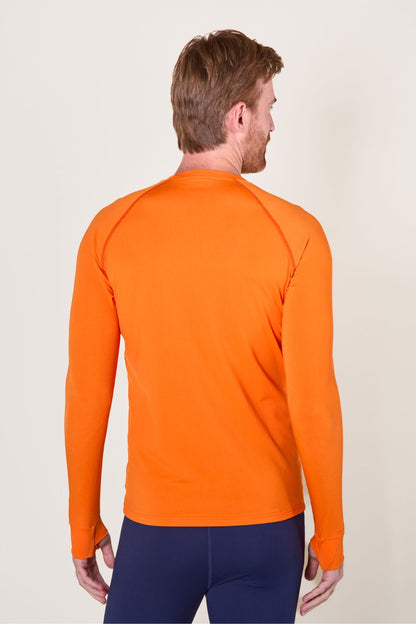 T-shirt de bain anti-UV orange à manches longues, pour une protection solaire efficace avec UPF 50+.